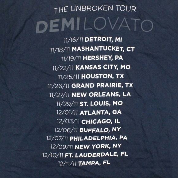 Band Tee Demi Lovato 2011 Unbroken Blue Concert T Shirt 2 Sided Gildan Soft - Picture 3 of 4